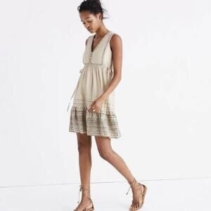 Madewell Linen Blend Quilted Side-Tie Dress in Moroccan Desert - Size - 6